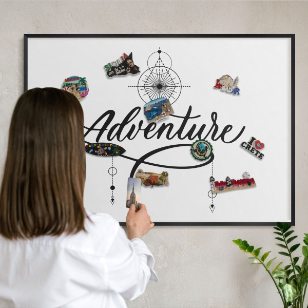 Panneau pour aimants souvenirs cadre noir Aventure typographique