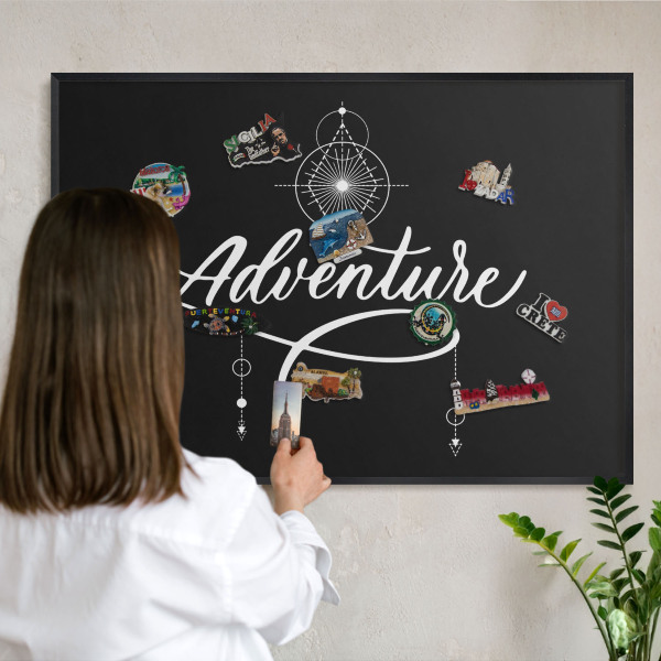 Tableau magnétique encadré de couleur noire Inspiration de voyage