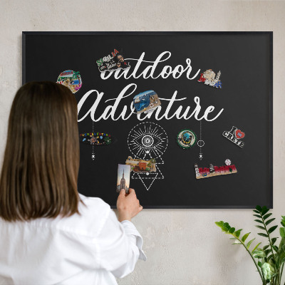 Tableau magnétique encadré de couleur noire Aventure en plein air