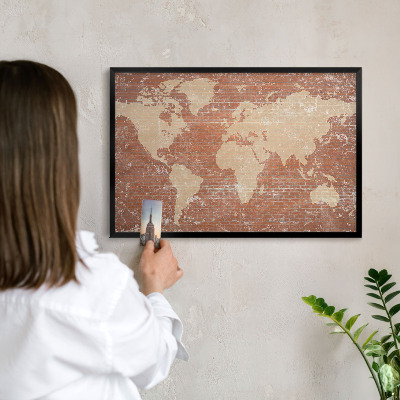 Tableau magnétique encadré de couleur noire Carte en briques