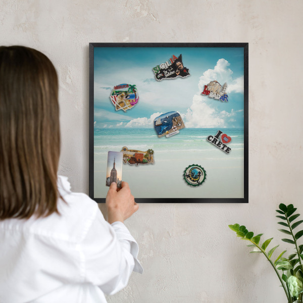 Tableau magnétique encadré de couleur noire Harmonie maritime