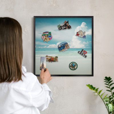 Tableau magnétique encadré de couleur noire Harmonie maritime