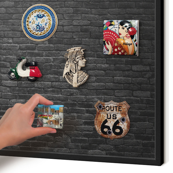 Panneau pour aimants souvenirs cadre noir Mur de briques