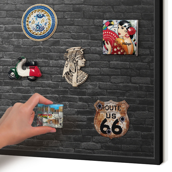 Panneau pour aimants souvenirs cadre noir Mur de briques