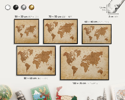 Tableau magnétique encadré de couleur noire Carte ancienne