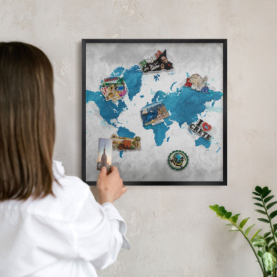 Panneau pour aimants souvenirs cadre noir Carte à l'aquarelle