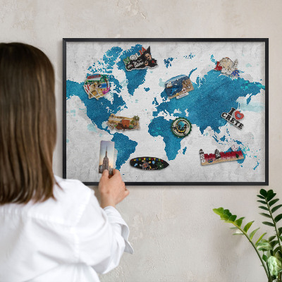 Panneau pour aimants souvenirs cadre noir Carte à l'aquarelle