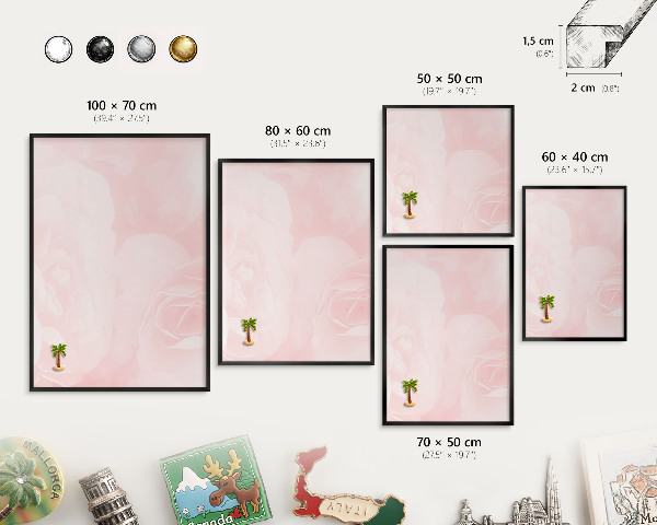 Tableau magnétique encadré de couleur noire Rose délicat