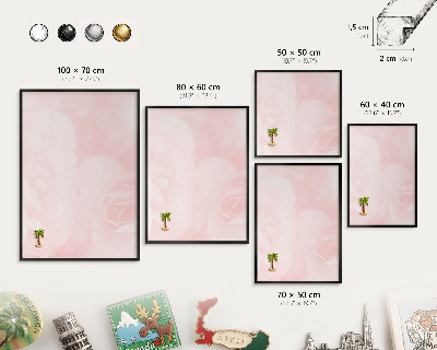 Tableau magnétique encadré de couleur noire Rose délicat