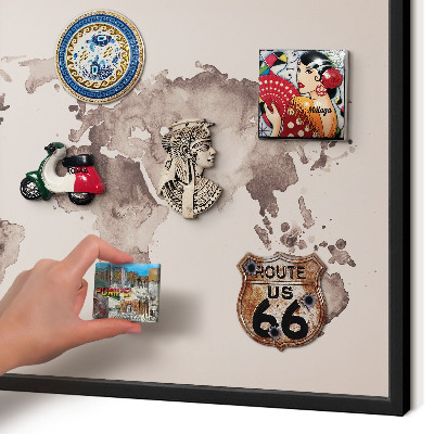 Tableau magnétique encadré de couleur noire Carte du monde