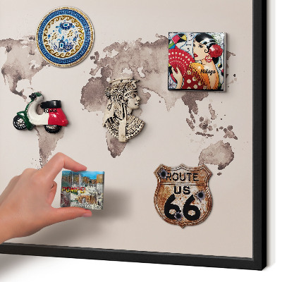 Tableau magnétique encadré de couleur noire Carte du monde