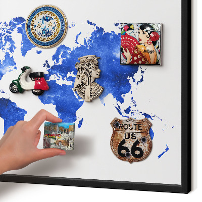 Tableau magnétique encadré de couleur noire Carte du monde