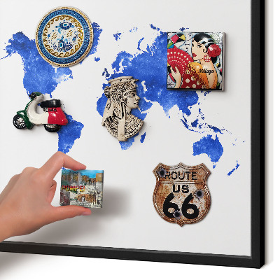 Tableau magnétique encadré de couleur noire Carte du monde