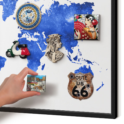 Tableau magnétique encadré de couleur noire Carte du monde