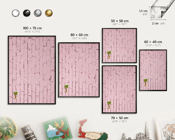 Tableau magnétique encadré de couleur noire Brique rose