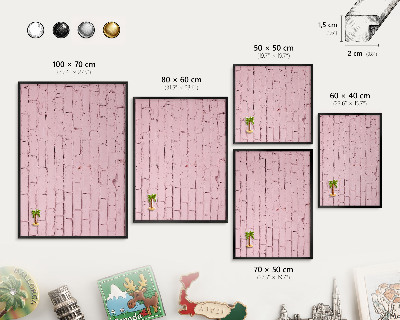 Tableau magnétique encadré de couleur noire Brique rose