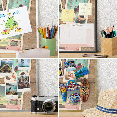 Tableau magnétique encadré de couleur noire Nostalgie des vacances
