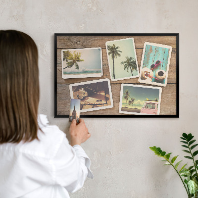 Tableau magnétique encadré de couleur noire Nostalgie des vacances