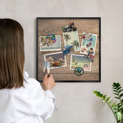 Tableau magnétique encadré de couleur noire Nostalgie des vacances