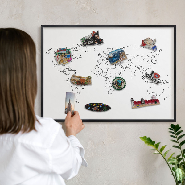 Panneau pour aimants souvenirs cadre noir Carte des courbes de niveau