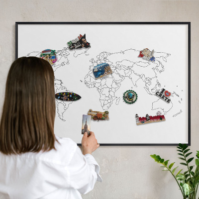 Panneau pour aimants souvenirs cadre noir Carte des courbes de niveau