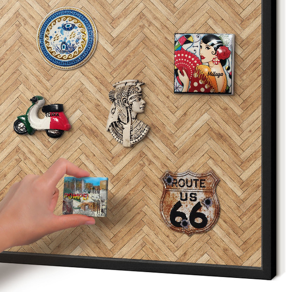 Panneau pour aimants souvenirs cadre noir Motif à chevrons
