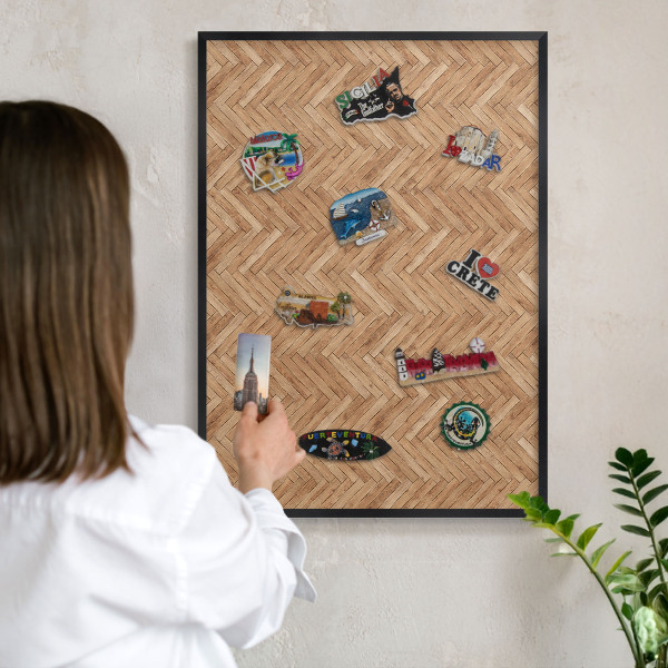 Panneau pour aimants souvenirs cadre noir Motif à chevrons