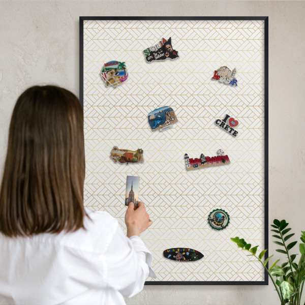 Tableau magnétique encadré de couleur noire Géométrie des feuilles