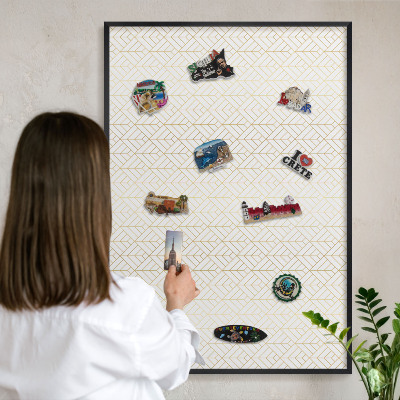 Tableau magnétique encadré de couleur noire Géométrie des feuilles