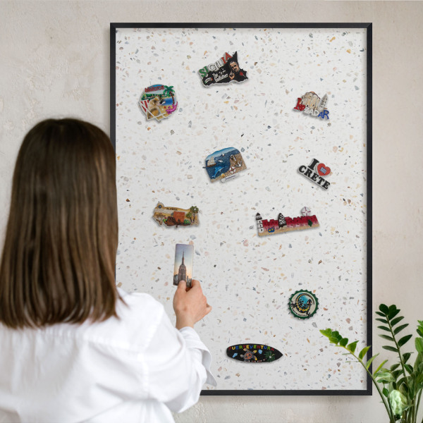 Tableau magnétique encadré de couleur noire Motif terrazzo
