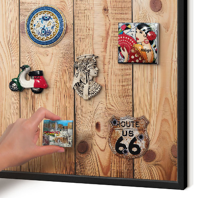 Tableau magnétique encadré de couleur noire Planches de bois