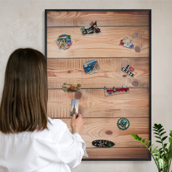 Tableau magnétique encadré de couleur noire Planches de bois