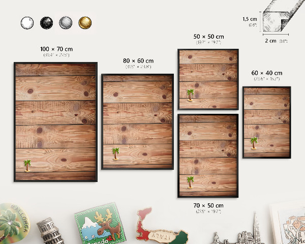 Tableau magnétique encadré de couleur noire Planches de bois