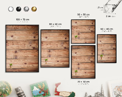 Tableau magnétique encadré de couleur noire Planches de bois
