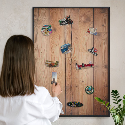 Panneau pour aimants souvenirs cadre noir Planches de bois