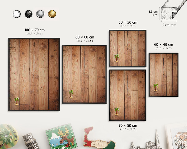 Panneau pour aimants souvenirs cadre noir Planches de bois