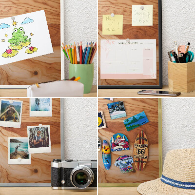 Panneau pour aimants souvenirs cadre noir Texture bois