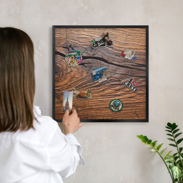 Tableau magnétique encadré de couleur noire Texture du bois