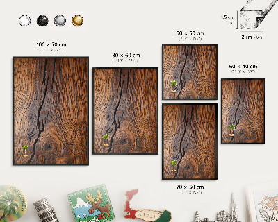 Tableau magnétique encadré de couleur noire Texture du bois