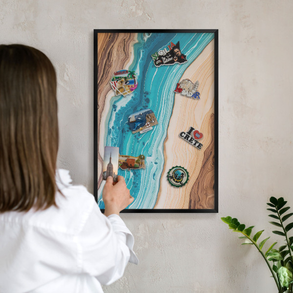 Panneau pour aimants souvenirs cadre noir Les couches de la Terre