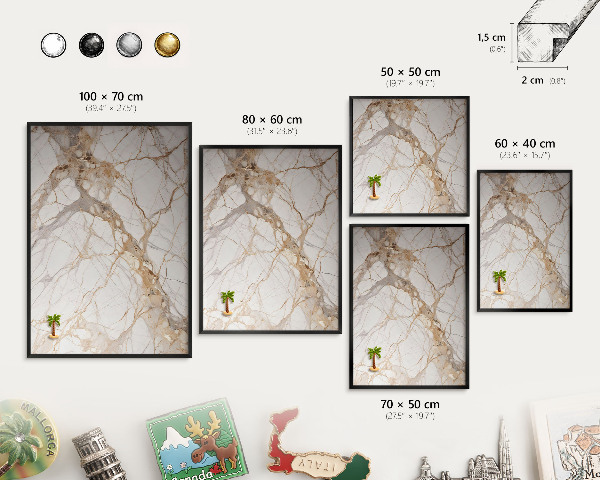 Tableau magnétique encadré de couleur noire Élégance du marbre