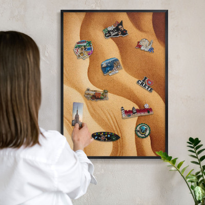 Tableau magnétique encadré de couleur noire Vagues de sable