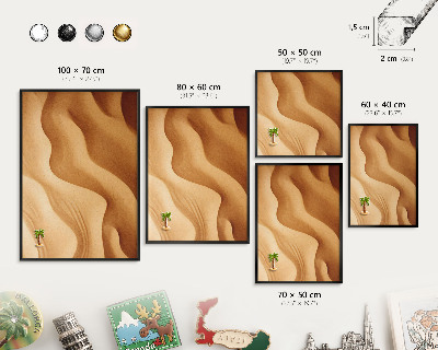 Tableau magnétique encadré de couleur noire Vagues de sable