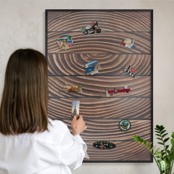 Tableau magnétique encadré de couleur noire Structure en bois