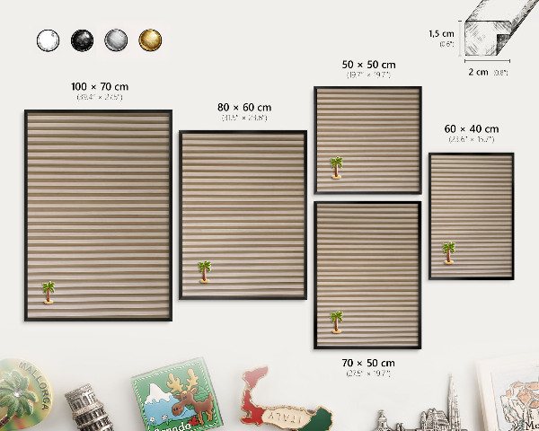 Tableau magnétique encadré de couleur noire Lattes de bois