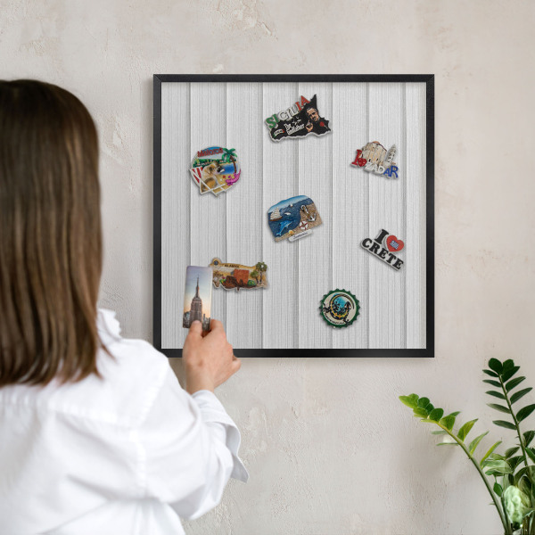 Tableau magnétique encadré de couleur noire Rayures minimalistes