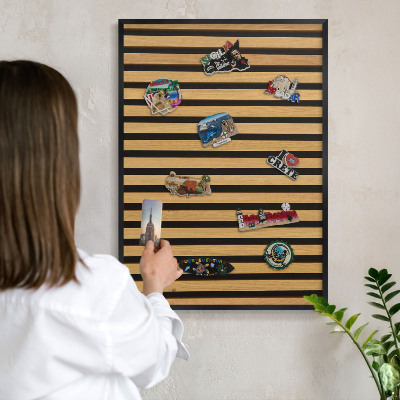 Panneau pour aimants souvenirs cadre noir Rythmes en bois