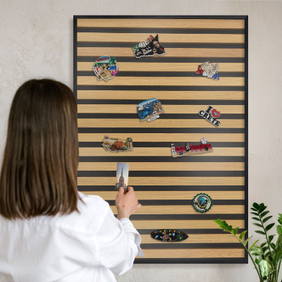 Panneau pour aimants souvenirs cadre noir Rythmes en bois