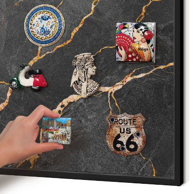 Tableau magnétique encadré de couleur noire Rubans de marbre
