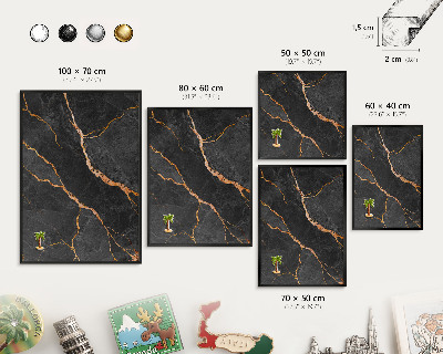 Tableau magnétique encadré de couleur noire Rubans de marbre